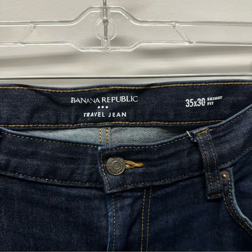 Banana Republic Travel Jeans | Men's Dark Navy Blue Straight Fit 35x30 - Picture 3 of 9